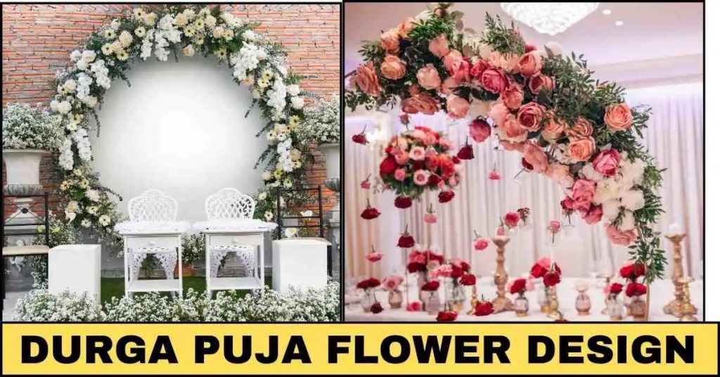 Durga Puja Pendal Design With Flower