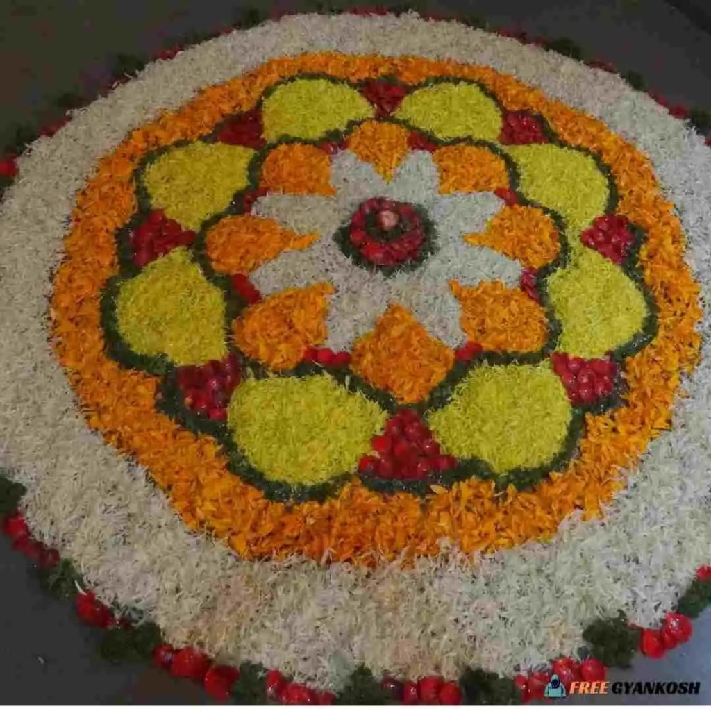 Flower Rangoli design by flower petal