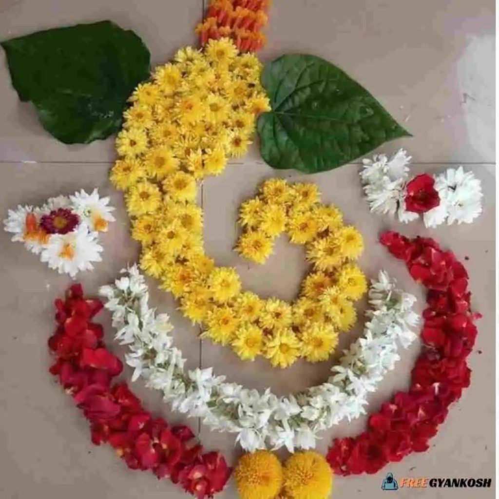 Ganesh Rangoli with flower petal