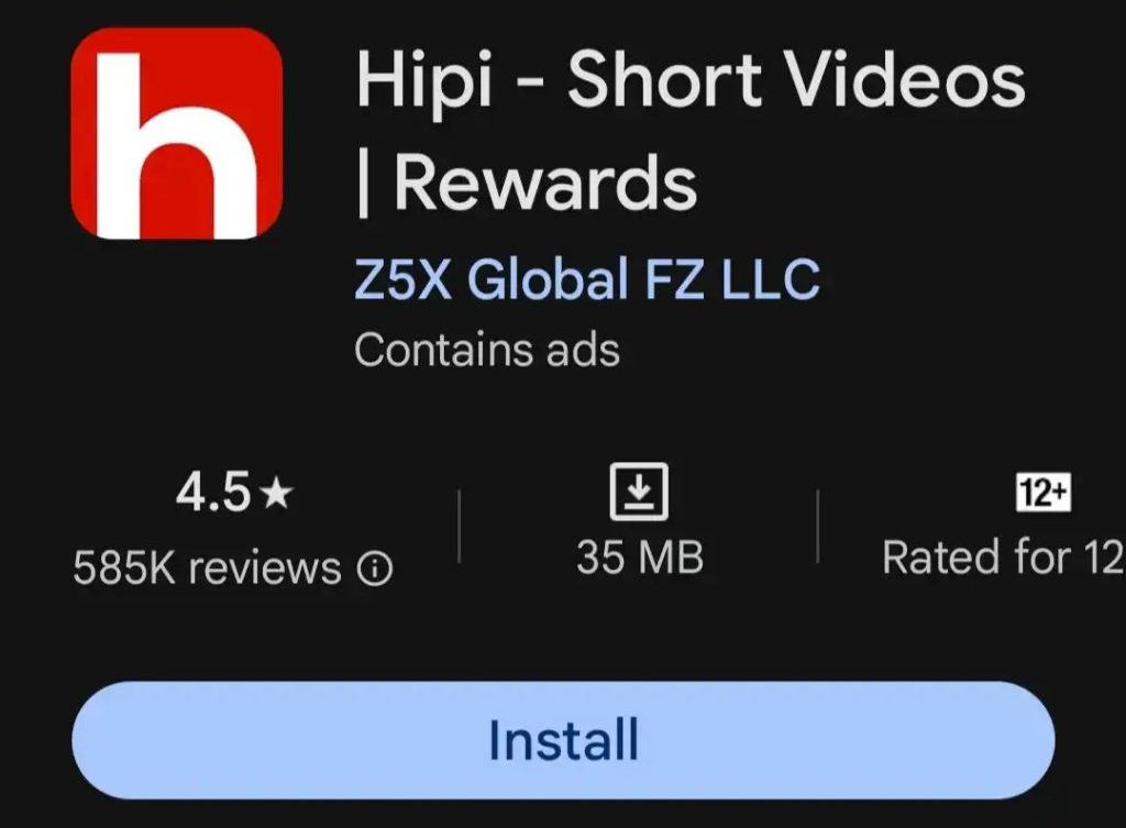 Hipi App In Playstore